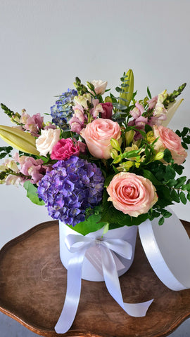 Pastel Flowers in a Hatbox