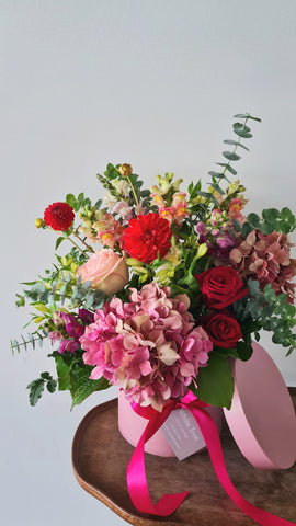 Bright Flowers in a Hatbox